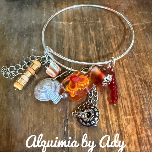 Alquimia by Ady Silver and Orange Charm Bracelet